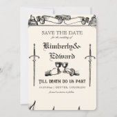 Middeleeuwse fantasie Middeleeuwen gravure Save The Date (Voorkant)
