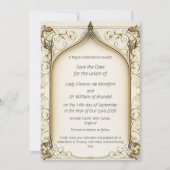 Middeleeuwse Fantasy Arched Save the Date Kaart (Voorkant)