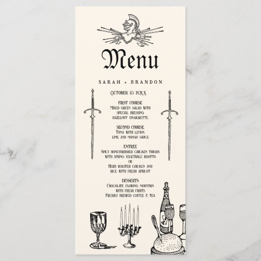 Middeleeuwse Fantasy bruiloft Menu (Voorkant)