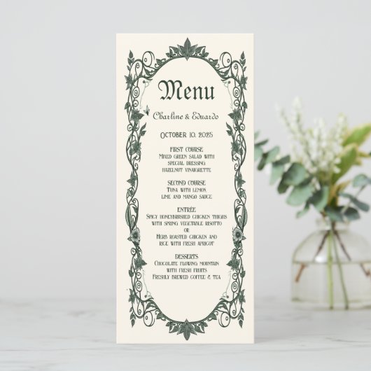 Middeleeuwse Fantasy bruiloft Menu (Staand voorkant)