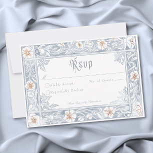 Middeleeuwse Fantasy Frame Blauw Goud Etsen Bruilo RSVP Kaartje