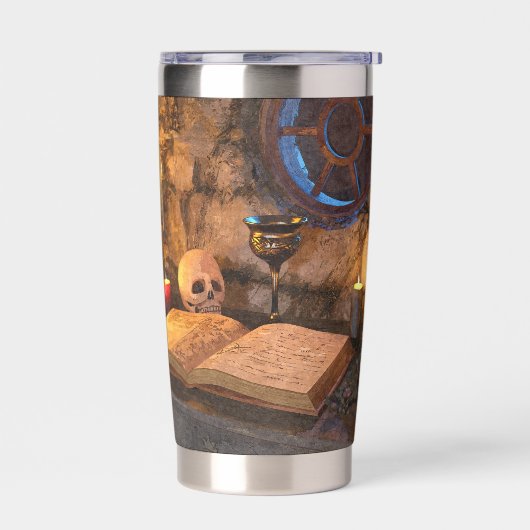 Middeleeuwse Fantasy Tovenaarsstudeerkamer Geïsoleerde Drinkbeker (Links)