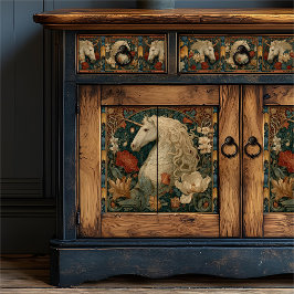 Middeleeuwse Floral William Morris Style Unicorn Tissuepapier