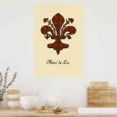middeleeuwse Florence Style Fleur de Lis Poster (Keuken)