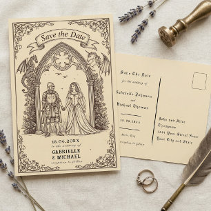 Middeleeuwse Gotische Sepia Oude Papier Save The D Briefkaart