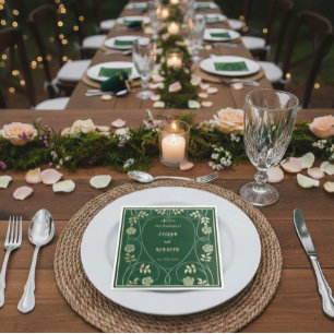 Middeleeuwse gouden bloemharten en zwaard bruiloft servet