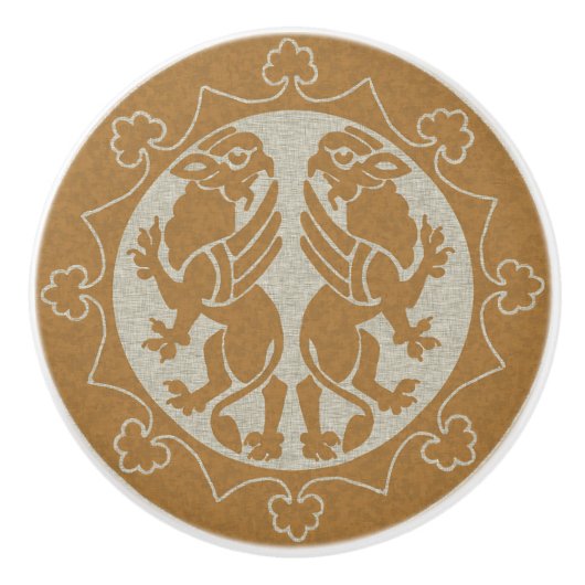 Middeleeuwse Griffins Keramische Knop (Voorkant)