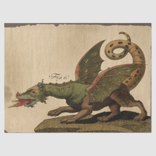  middeleeuwse groene draak-lospagina tissuepapier (Voorkant)