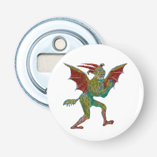 Middeleeuwse groene duivel button flesopener