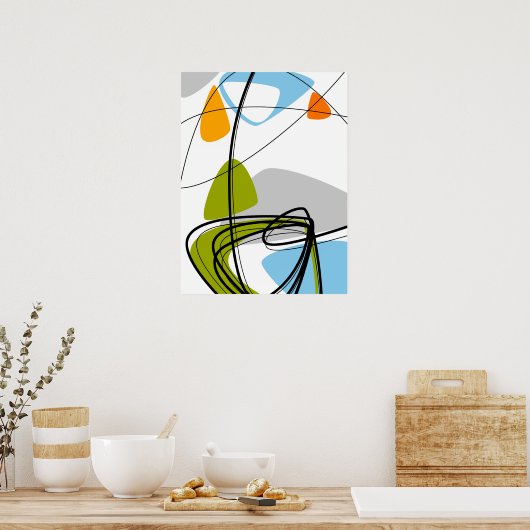 Middeleeuwse Groene Sinaasappel Moderne Abstracte  Poster (Keuken)