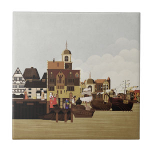 Middeleeuwse haven tegeltje