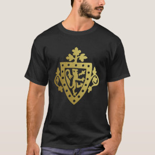 Middeleeuwse Herald Rampant Lion Shield Metallic T-shirt