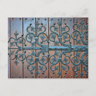 Middeleeuwse houten poorten van basiliek briefkaart