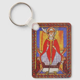 Middeleeuwse icoon van Sint Gregorius de Grote Sleutelhanger