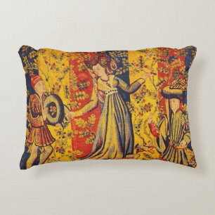 Middeleeuwse Italiaanse rood blauw geel Chinoiseri Accent Kussen