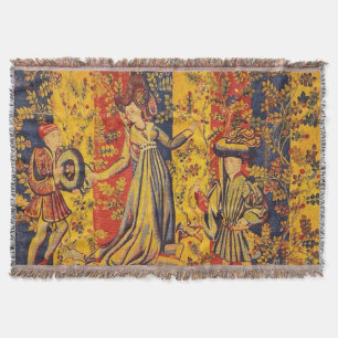 Middeleeuwse Italiaanse rood blauw geel Chinoiseri Deken