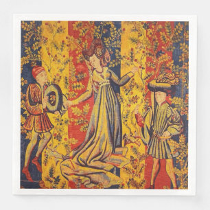 Middeleeuwse Italiaanse rood blauw geel Chinoiseri Servet
