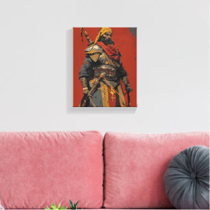 Middeleeuwse Janissary Warrior illustratie Canvas Afdruk