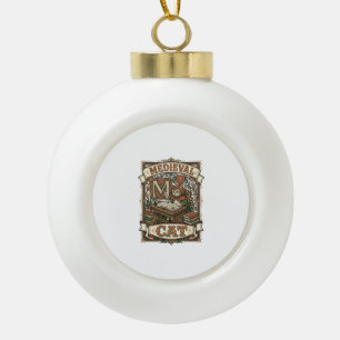 Middeleeuwse Kat Kat Middeleeuwse Manuscripten Vin Keramische Bal Ornament