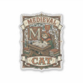 Middeleeuwse Kat Kat Middeleeuwse Manuscripten Vin Sticker (Voorkant)