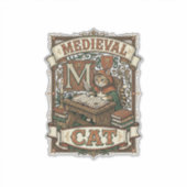 Middeleeuwse Kat Kat Middeleeuwse Manuscripten Vin Sticker (Voorkant)