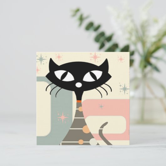 Middeleeuwse kat uit de middeleeuwen Moderne Feestdagenkaart (Staand voorkant)