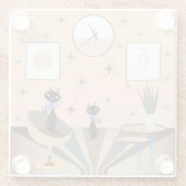 Middeleeuwse kat uit de middeleeuwen Moderne Glazen Onderzetter (Achterkant)