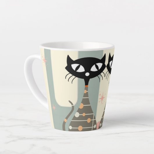 Middeleeuwse kat uit de middeleeuwen Moderne Latte Mok (Linkerhoek)