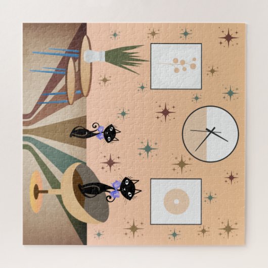 Middeleeuwse kat uit de middeleeuwen Moderne Legpuzzel (Horizontaal)