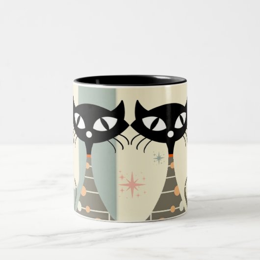 Middeleeuwse kat uit de middeleeuwen Moderne Tweekleurige Koffiemok (Center)