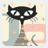 Middeleeuwse kat uit de middeleeuwen Moderne Vierkante Sticker (Voorkant)