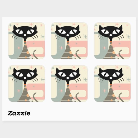 Middeleeuwse kat uit de middeleeuwen Moderne Vierkante Sticker (Vel)