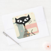 Middeleeuwse kat uit de middeleeuwen Moderne Vierkante Sticker (Envelop)