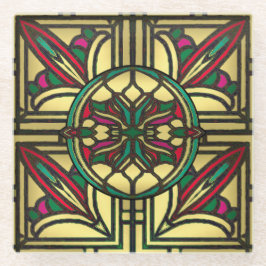 Middeleeuwse kathedraalraam glas-in-lood in goud glazen onderzetter