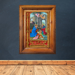 Middeleeuwse katholieke Christelijke kerststal Poster