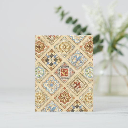 Middeleeuwse keramische Tegel kroontjes Fleur de L Briefkaart (Staand voorkant)