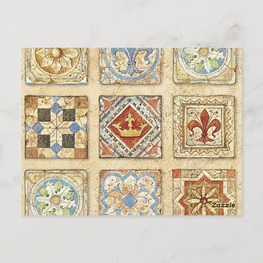 Middeleeuwse keramische Tegel kroontjes Fleur de L Briefkaart (Achterkant)