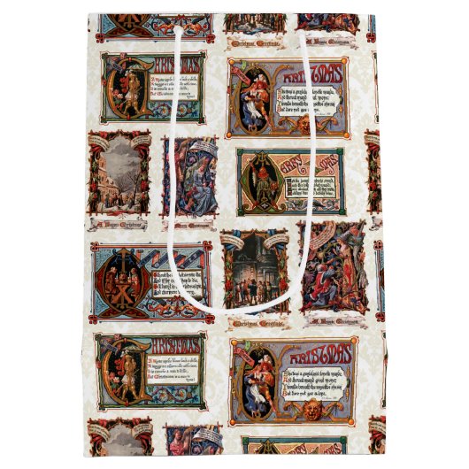 middeleeuwse kerstcollage medium cadeauzakje (Achterkant)