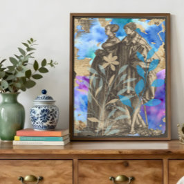 Middeleeuwse Koppel Decoupage Tissuepapier met Blo