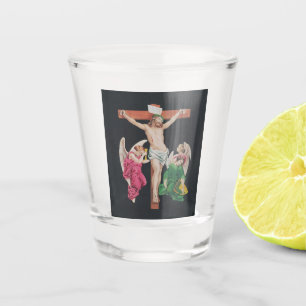 Middeleeuwse kruisiging van Jezus Christus Shot Glas