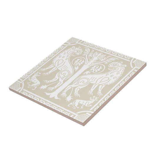 Middeleeuwse leeuwen en keramische Tegel Tegeltje (Zijkant)