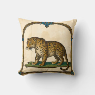 Middeleeuwse Leopard Illustratie Oude Kunst Kussen