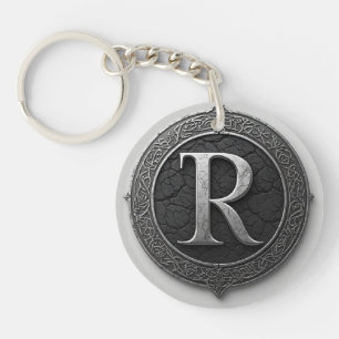 ⚔️ Middeleeuwse Letter R Monogram Embleem ⚔️ Sleutelhanger