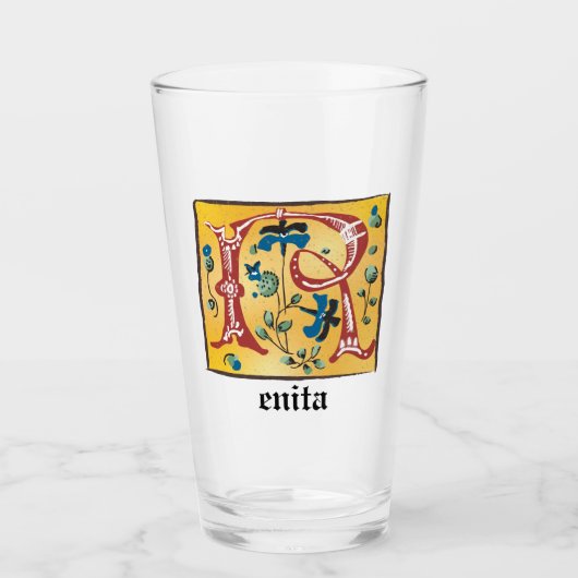 Middeleeuwse lichte letter R-monogram Glas (Voorkant)