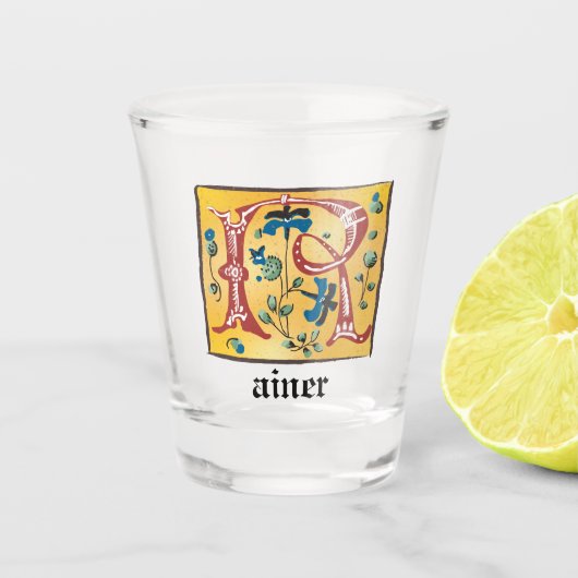 Middeleeuwse lichte letter R-monogram Shot Glas (Voorkant)