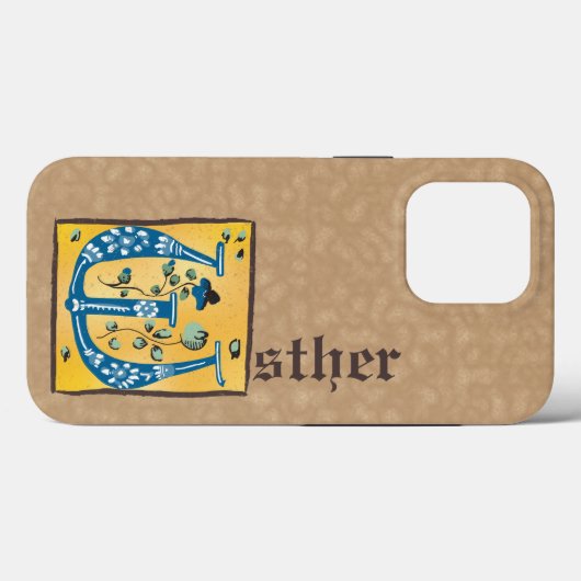 Middeleeuwse lichte lichte letter E Monogram Case-Mate iPhone Case (Achterkant (horizontaal))
