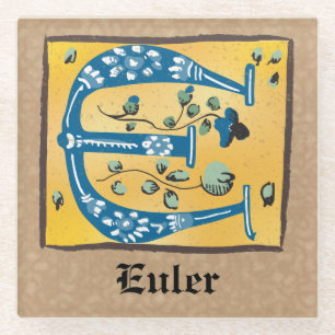 Middeleeuwse lichte lichte letter E Monogram Glazen Onderzetter