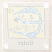 Middeleeuwse lichte lichte letter E Monogram Glazen Onderzetter (Achterkant)