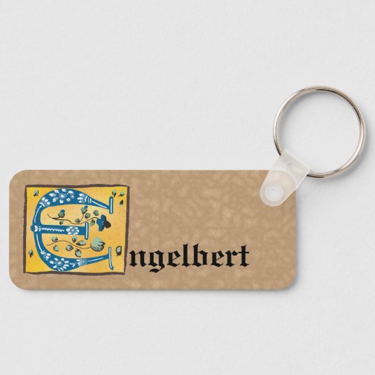 Middeleeuwse lichte lichte letter E Monogram Sleutelhanger (Voorkant)
