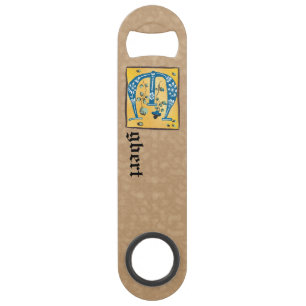 Middeleeuwse lichte lichte letter E Monogram Speed Flessenopener